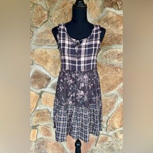 True Craft Southern Design tiered dress Plaid Floral Country Girl Style NWT